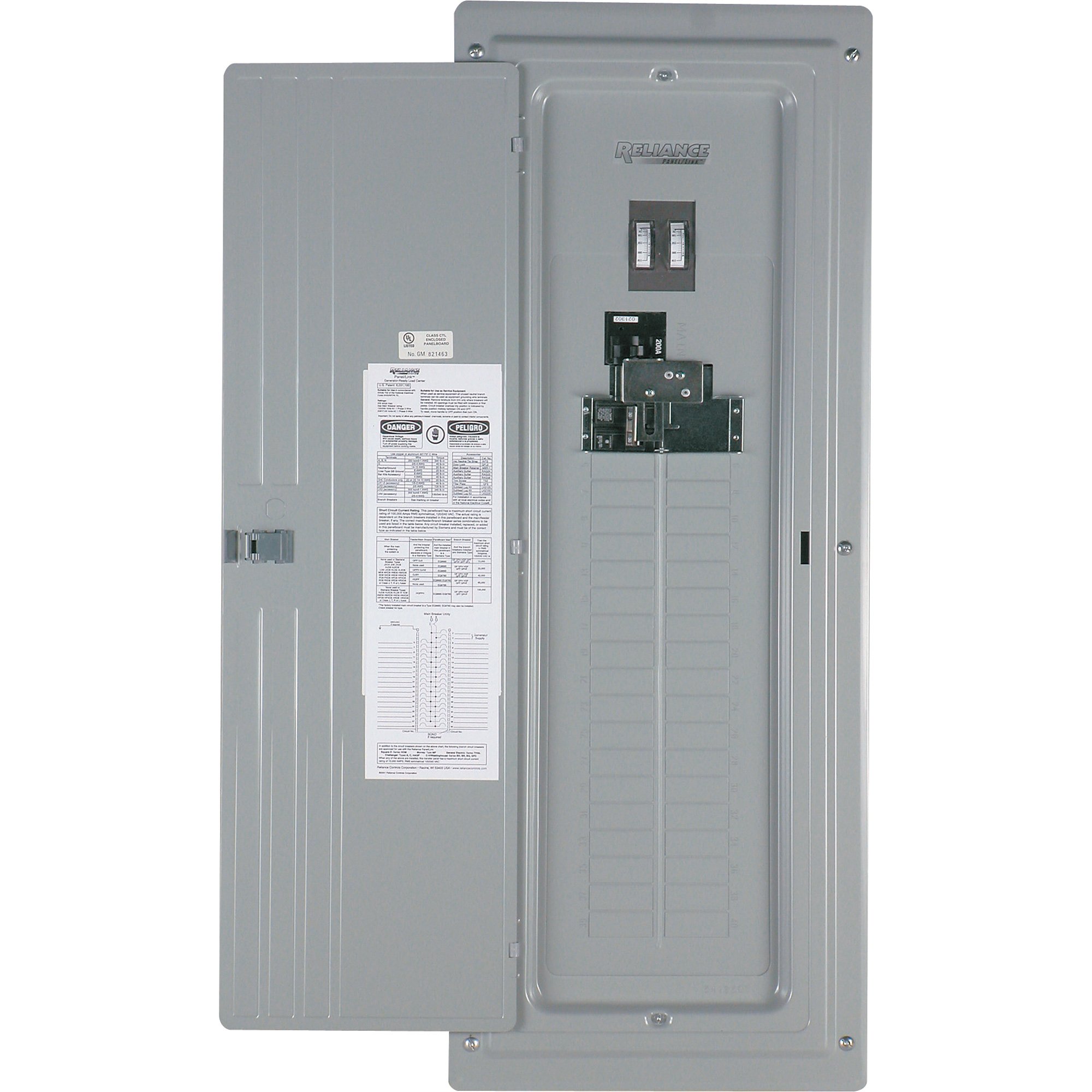 Reliance Generator-Ready 200 Amp Panel — Dual Analog Wattmeters, For Generators up to 60 Amps/15,000 Watts